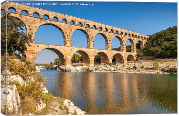 Pont du Gard Roman Aqueduct Canvas Print by Colin & Linda McKie