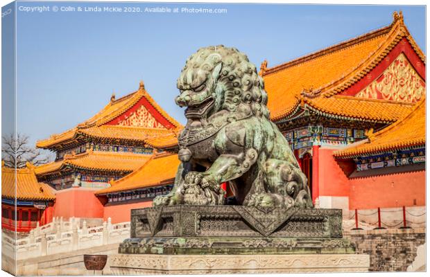 Bronze Lioness, Forbidden City, Beijing Canvas Print by Colin & Linda McKie
