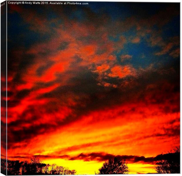  Winter sunset breaks through a thunderstorm Canvas Print by Andy Watts