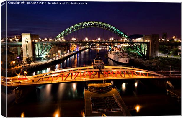  Newcastle Quayside Bridges Canvas Print by Ian Aiken