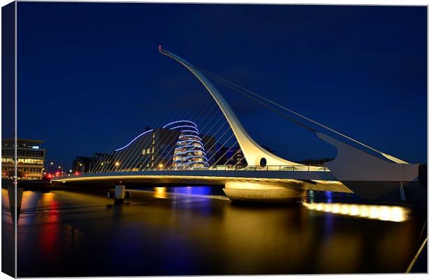  Samuel Beckett Bridge, Dublin, Ireland in Colour Canvas Print by Ann McGrath