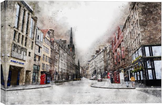 The Royal Mile, Edinburgh, Scotland - Digital Art Canvas Print by Ann McGrath