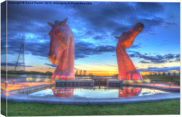the Kelpies at sunset Canvas Print by Photogold Prints