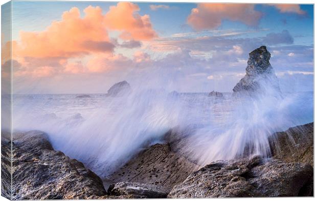 Crashing waves, Dorset coast, near Lulworth Canvas Print by David Ross