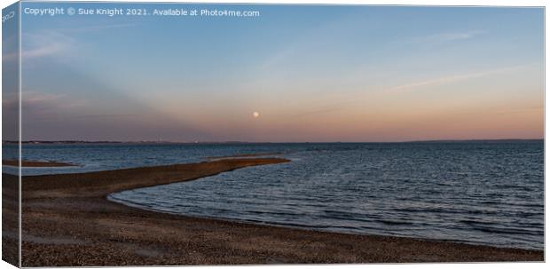 Full moon over the Solent Canvas Print by Sue Knight