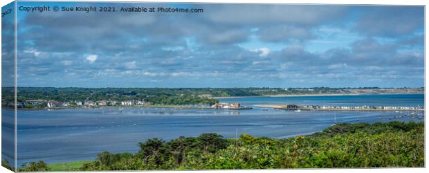 A view of Mudeford from Hengistbury Head Canvas Print by Sue Knight