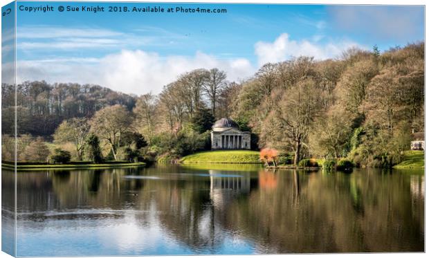 View across the lake,Stourhead Canvas Print by Sue Knight