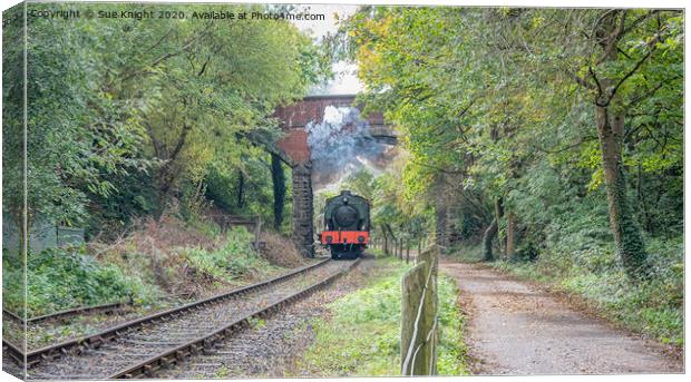 Steam Train leaving Bitton, Avon Valley Railway Canvas Print by Sue Knight