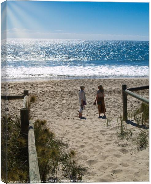Morning Chat on the Beach Canvas Print by Stephen Hamer