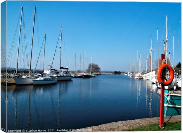 Yachts on the Exe Canal Canvas Print by Stephen Hamer