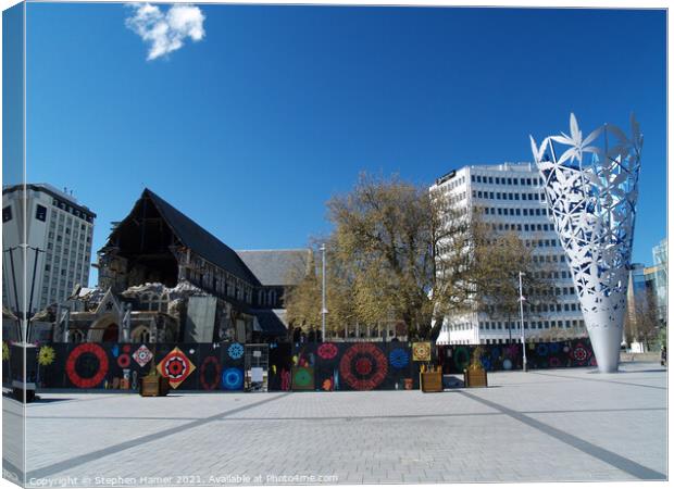 Cathedral Square Christchurch Canvas Print by Stephen Hamer