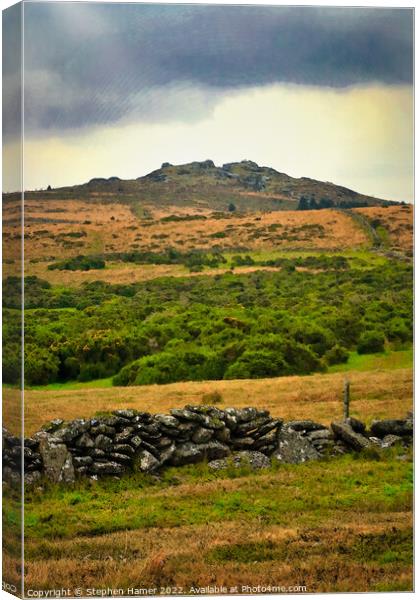 Majestic Saddle Tor Amidst Ominous Nimbostratus Cl Canvas Print by Stephen Hamer