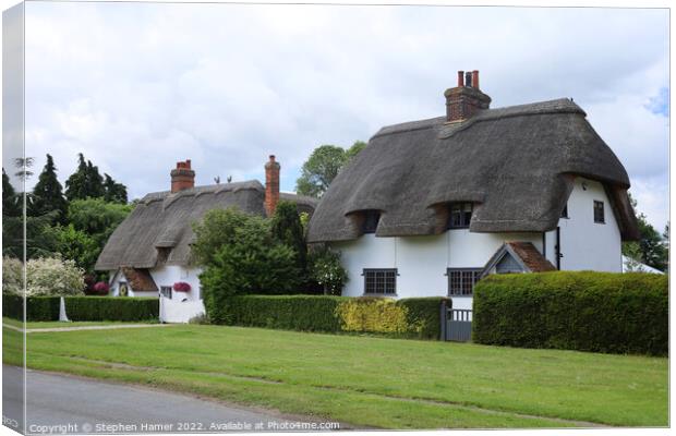 Essex Thatched Cottages Canvas Print by Stephen Hamer