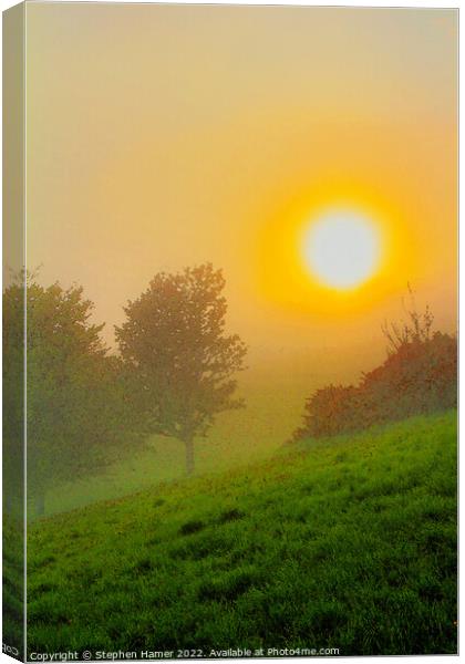 Golden Misty Sunset Canvas Print by Stephen Hamer