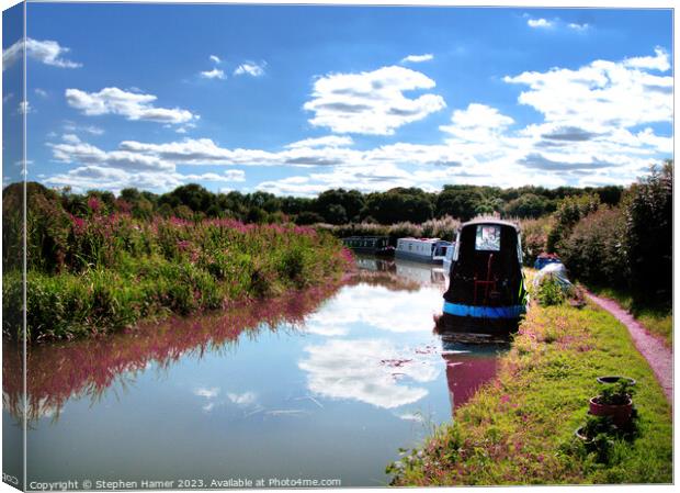 Oxfordshire House Boats Canvas Print by Stephen Hamer