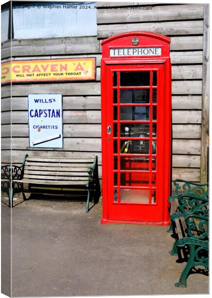 Button A Button B Red Telephone Box Canvas Print by Stephen Hamer