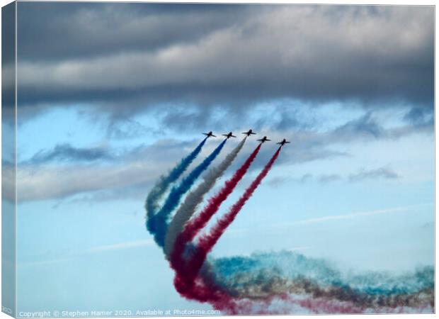 Thrilling Aerobatics of the Red Arrows Canvas Print by Stephen Hamer