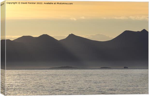 First Light on Mountains of the Ben More Coigach Range, Scotland, UK Canvas Print by David Forster