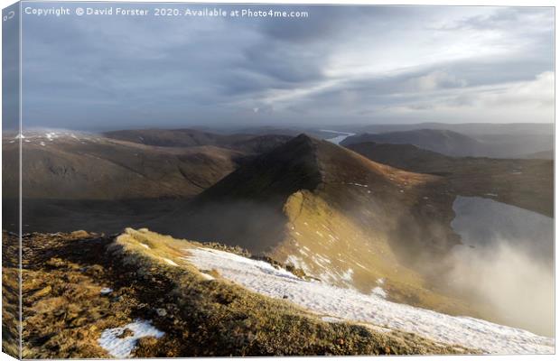 Catstye Cam and Swirral Edge, Lake District Canvas Print by David Forster