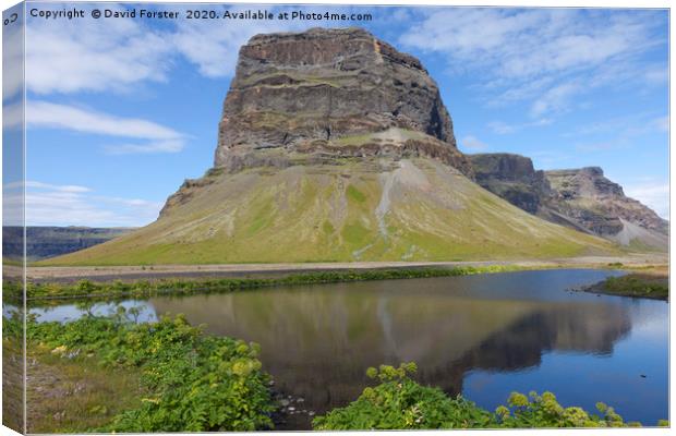 The Mountain of Lomagnupur, Iceland Canvas Print by David Forster
