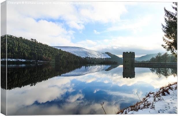 Winter Reflections at The Derwent Dam Canvas Print by Richard Long