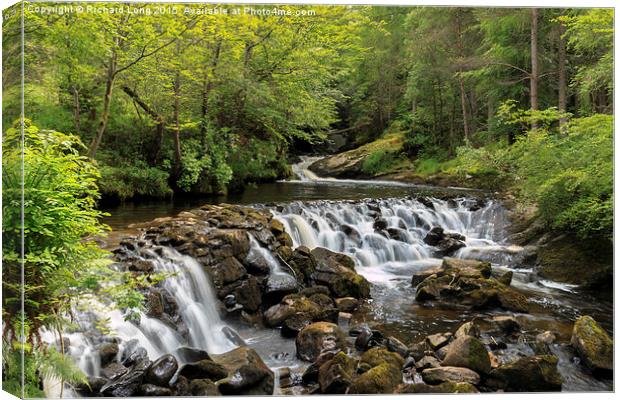  A woodland waterfall near Balquhidder Canvas Print by Richard Long