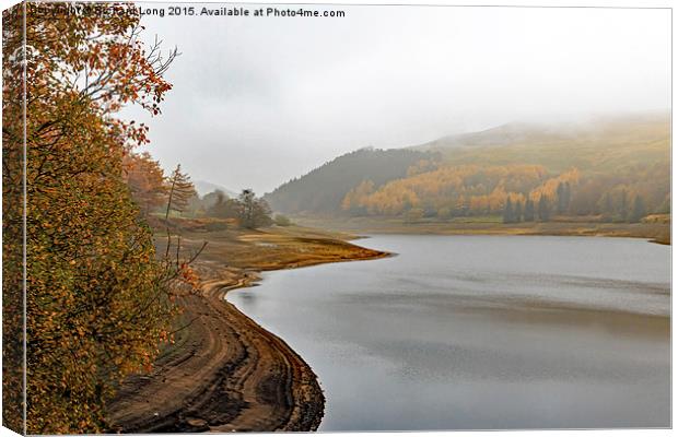  Misty Autumn and low water at the Derwent Dam Canvas Print by Richard Long