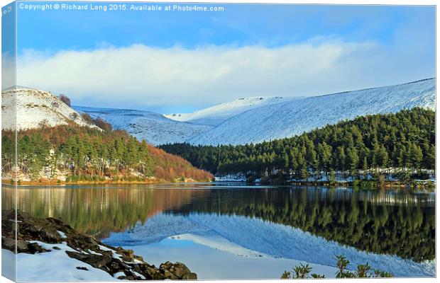  Winter Reflected in the  Derwent Reservoir Canvas Print by Richard Long