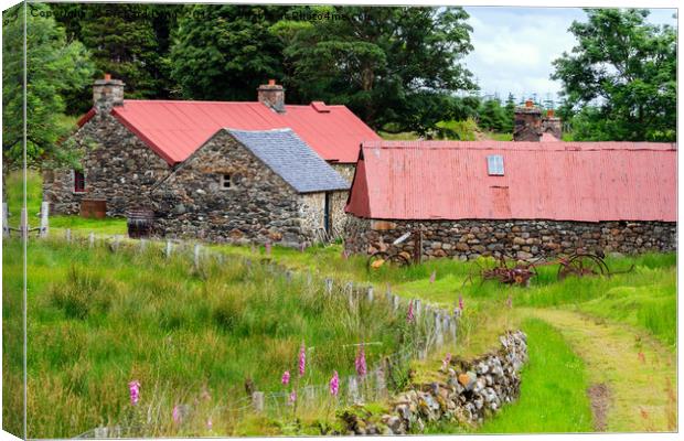 Old Farm Buildings in the Scottish Highlands Canvas Print by Richard Long