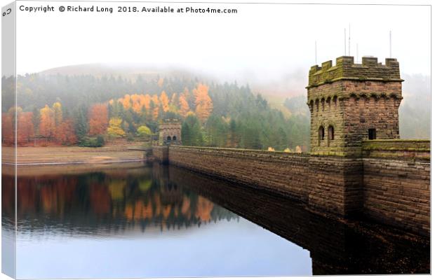 Twin Towers of the Upper Derwent Dam, Peak Distric Canvas Print by Richard Long