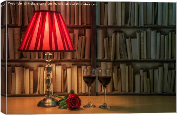 Table lamp and rose Canvas Print by Richard Long