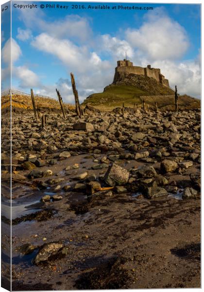 Lindisfarne Castle at low tide Canvas Print by Phil Reay