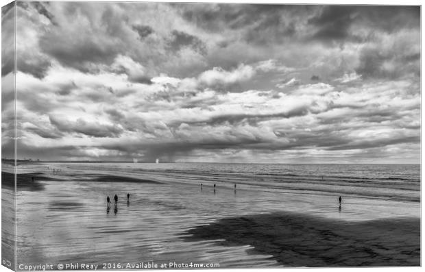 Reflections on the sand Canvas Print by Phil Reay