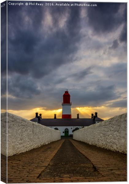 Shafts of light at Souter Canvas Print by Phil Reay
