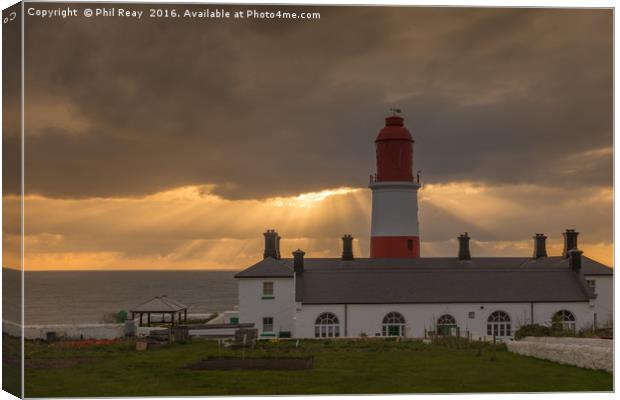 Sunrise at Souter lighthouse Canvas Print by Phil Reay