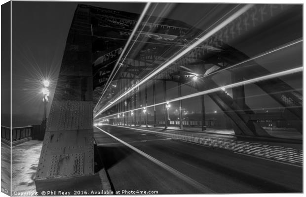 Light trails above the Tyne Canvas Print by Phil Reay