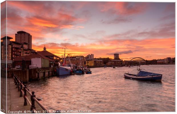 Sunset on the Wear Canvas Print by Phil Reay