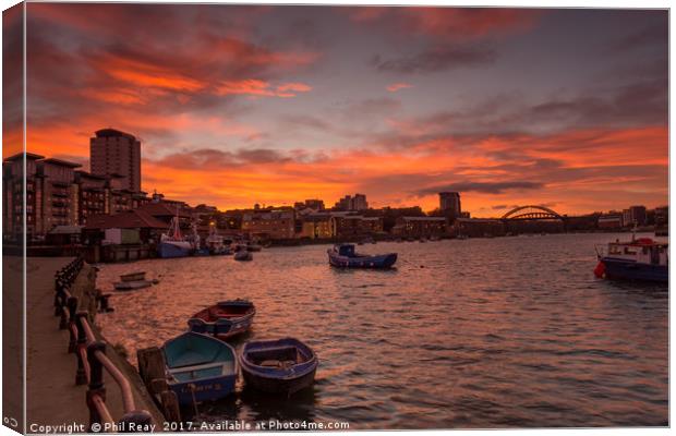 Sunset on the Wear Canvas Print by Phil Reay