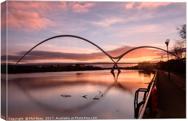 The Infinity Bridge, Teesside at sunrise Canvas Print by Phil Reay