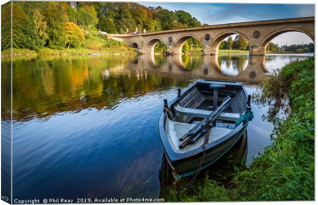 Rowing boat on the Tweed Canvas Print by Phil Reay
