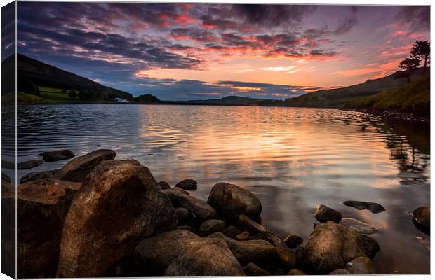  Sunset at Dove Stone Canvas Print by David Schofield