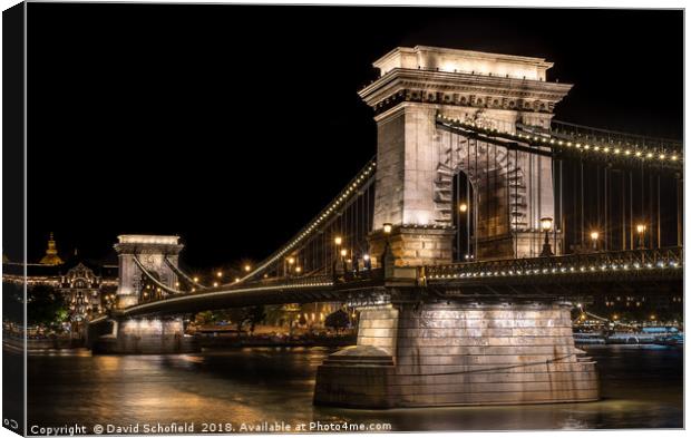 The Széchenyi Chain Bridge Budapest Canvas Print by David Schofield
