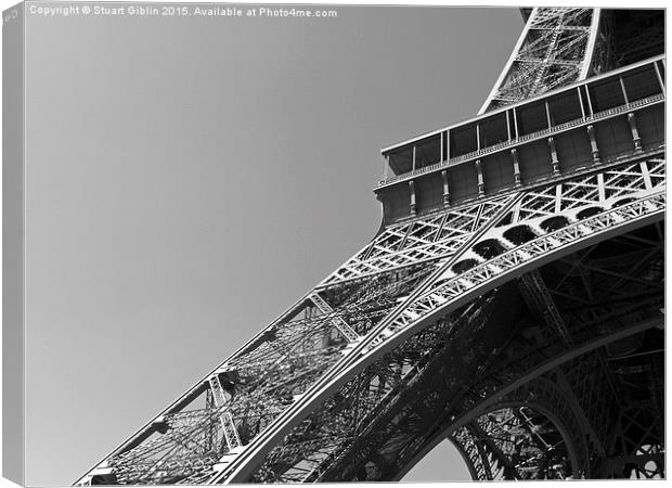   Paris - Eiffel Tower (Black & White) Canvas Print by Stuart Giblin