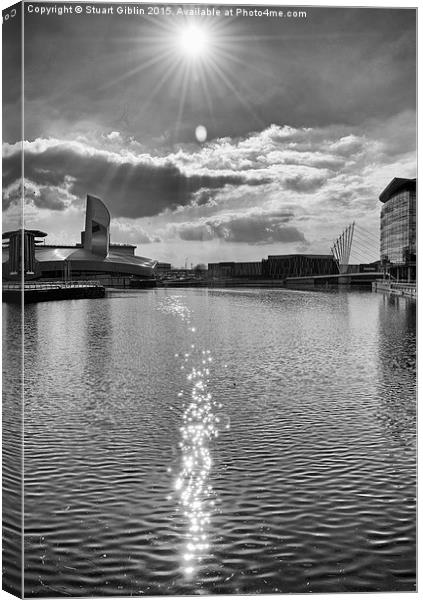  Sun Flare over The Quays Canvas Print by Stuart Giblin