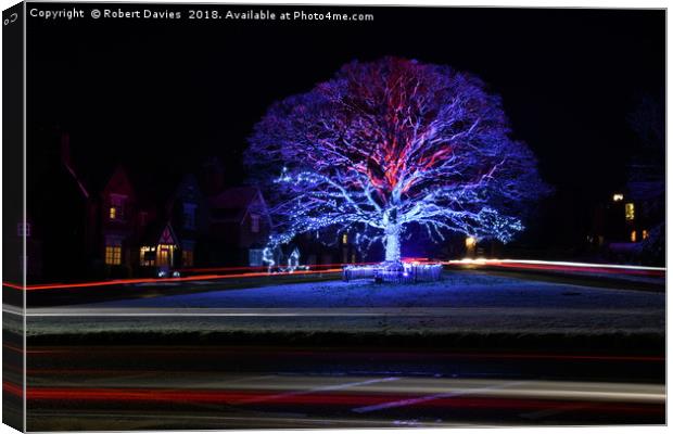 Christmas Tree Lights Astbury Village Canvas Print by Robert Davies