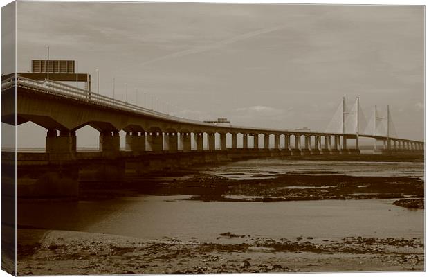 Second Severn Crossing over the Severn Estuary Canvas Print by Caroline Hillier
