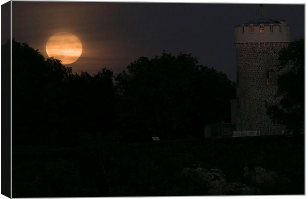  Full supermoon rising by the Clifton Observatory, Canvas Print by Caroline Hillier