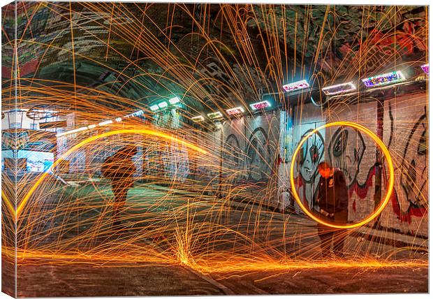  The Fire Spinners Canvas Print by Colin Evans