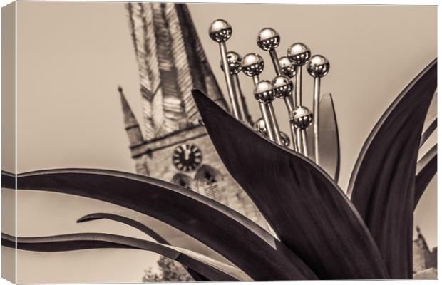 The Crooked Spire and the Pomegranate Flower Canvas Print by Michael South Photography