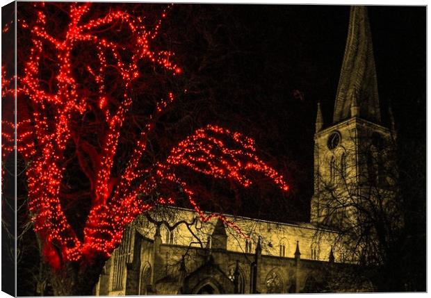The Crooked Spire at Christmas Canvas Print by Michael South Photography